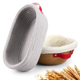Banneton Bread Proofing Basket -Cotton Oval & Round Banneton Basket Set Sourdough Proofing Baskets Round Proofing Bowls Handmade Rattan Baskets and Liners