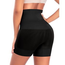 High Waisted Body Shaper Shorts for Women Tummy Control Shapewear Thigh Slimmer Seamless Girdle Shorts Under Dress (A# Black, Medium)