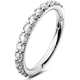 OUFER 16G Piercings Helix Echt Silber 925 CZ Rook Tragus Conch Clicker Cartilage Earring Hoop Daith Knorpel Ohrring Ohrpiercing Nasenring Nase Nose Ring Körperschmuck