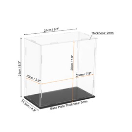 sourcing map Acrylic Clear Display Case for Collectibles Self-Assemble Display Boxes, Black Base Dustproof Countertop Storage Box for Collectibles Action Figures, 7.9 x 3.9 x 7.9 Inch