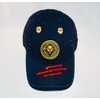Damier Langevinè® Trendy Distressed Navy Blue Designer Baseball Cap Lion