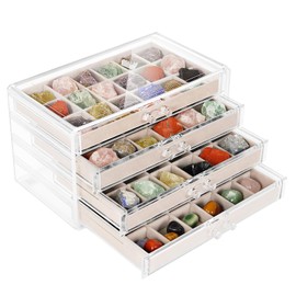 Bfttlity Rock Display Case Rock Collection Box for Kids 72 Grid Display Cases for Collectibles Organizer for Collecting and Displaying Gemstone Crystals (72 Grids)