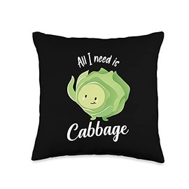 Funny All I Needs Is Cabbage Vegetable Lover Cabbage Throw Pillow