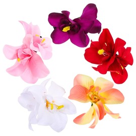 Ipetboom Hawaiian Plumeria Flower Hair Clips 5pcs Bohemian Artificial Flower Hairpin for Women Bridal Wedding Luau Beach Tropical Party Decoration