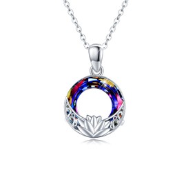ZIPPICE Crystal Necklace 925 Sterling Crystal Chain Jewellery Gifts for Women, Sterling Silver