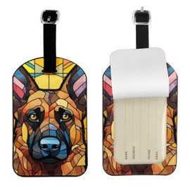 German Shepherd Luggage Tags For Suitcases,Travel Leather Luggage/Bag Name Tag Gift For Women,Men,Kids,Dog Lover, Cute Suitcase Tags Luggage Identifiers,Funny Baggage Tags For Travel (German Shepherd)