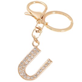 HAORQEE Alphabet Keychain Initial Letter Keyring Gifts for Women Teenage Girls, Cute Crystal Glitter Sparkling Key Ring Handbags Charm Accessories(U)