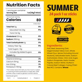 Long John Snacks Smokies Smoked Sausage Links - Premium USA-Sourced Pork & Beef Jerky Sticks - High-Protein Meat Sticks Individually Wrapped - Gluten-Free, Keto, Low Carb Snacks - Summer, 24 Pack