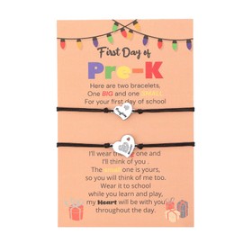 DHQH First Day of Kindergarten Bracelet Mommy and Me Back To School Matching Mother Daughter Bracelet First Day of Prek 1st Grade Gift