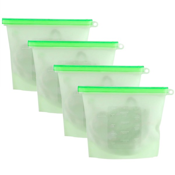 Reusable Silicone Food Storage Bags, WINDSIUUU 100% Silicone Food Grade
