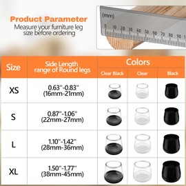16pcs Chair Leg Protectors for Carpet, Round Bar Stools Feet Glides Covers Caps Furniture Foot Sliders with Plastic Pads, Damage-Free Move on Carpets (Fit:5/8"~13/16", Black Bottom)