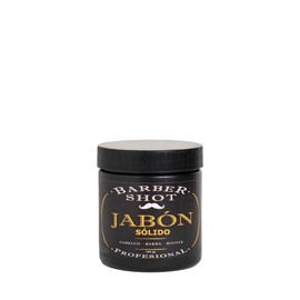 Jabón para Afeitar, Limpieza y Cuidado Barba y Bigote Barber Shot con Aceite de Macadamia y Extracto de Sábila, Cuidado Personal Hombre, Suaviza e Hidrata la Piel, Tarro con 150g