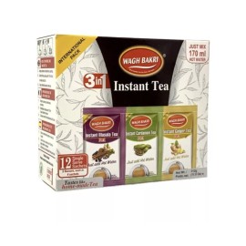 Wagh Bakri Instant Tea Premix Combo 12 Ct Masala, Ginger And Cardamom Sachets