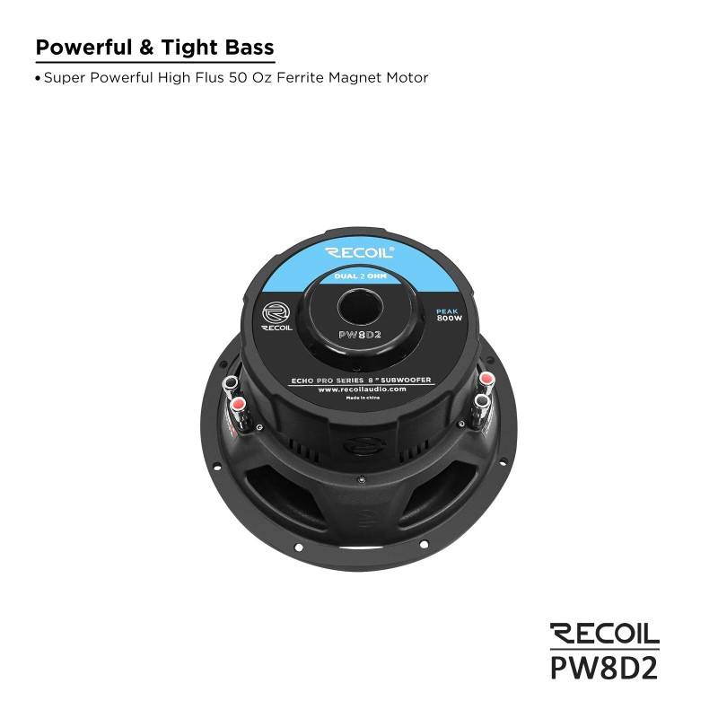 RECOIL PW8D2 Echo Pro 8 Inch 800 Watts Power Dual