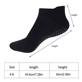 Radsocken 4 Packs Non Slip Yoga Socks for Women Girls with Grips, Anti Slip Skid Socks Grip Socks Cotton Slipper Socks for Yoga Ballet Pilates Barre Workout Sporting Supplies(M Black*4)