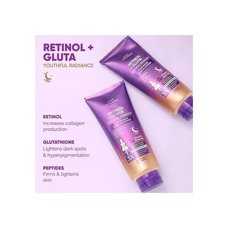 Luxe Organix Retinol + Gluta Whitening Serum Lotion 350ml