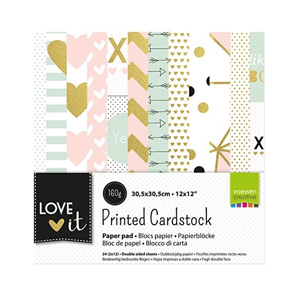 Vaessen Creative Love it Collection Cardstock, 12 x 12 - Inches, Multicolour