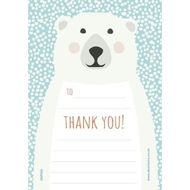 Dear Henry WRAPT Christmas Kids Thank You Note Cards with Envelopes for Handwritten Messages - Multipack Thank You Cards - Set of 20 A5 Sheets (Polar Bear)