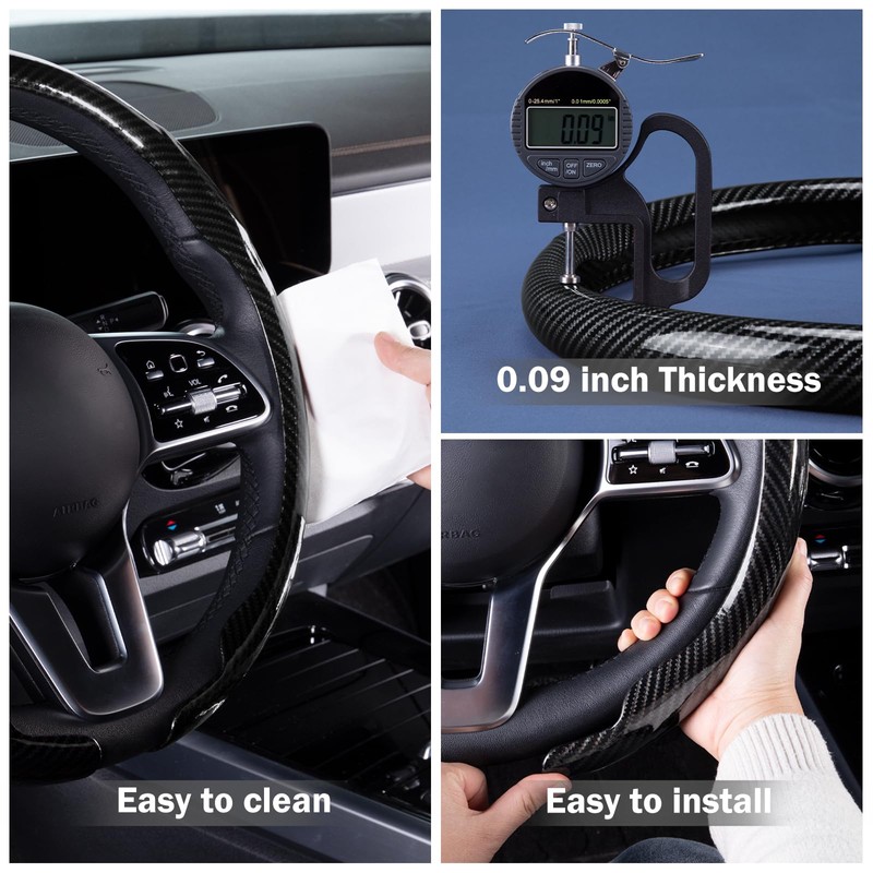 Car Steering Wheel Cover Carbon Fiber Snap On Steering Wheel