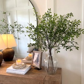 Suncalla 6 Pcs Artificial Greenery Stems 40 Inches Tall Faux Nandina Branches Fake Greenery Plants Bamboo Leaves Stems for Vase Wedding Living Room Bedroom Home Office Shop Kitchen Garden Decor
