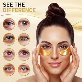 VILLAVER 24K Gold Under Eye Collagen Patches - Reduce Dark Circle,Puffiness, Wrinkles & Fine Lines - Eye Mask for Men & Women (20 Pair)