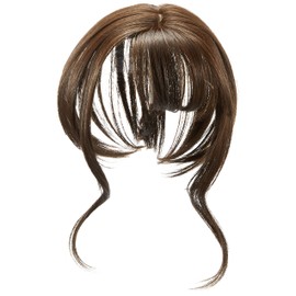 Priscilla TFX-106-TDB Fluffy Hand-planted Whorl Bangs Wig, Nude Curl Bangs, Heat Resistant, Dark Brown