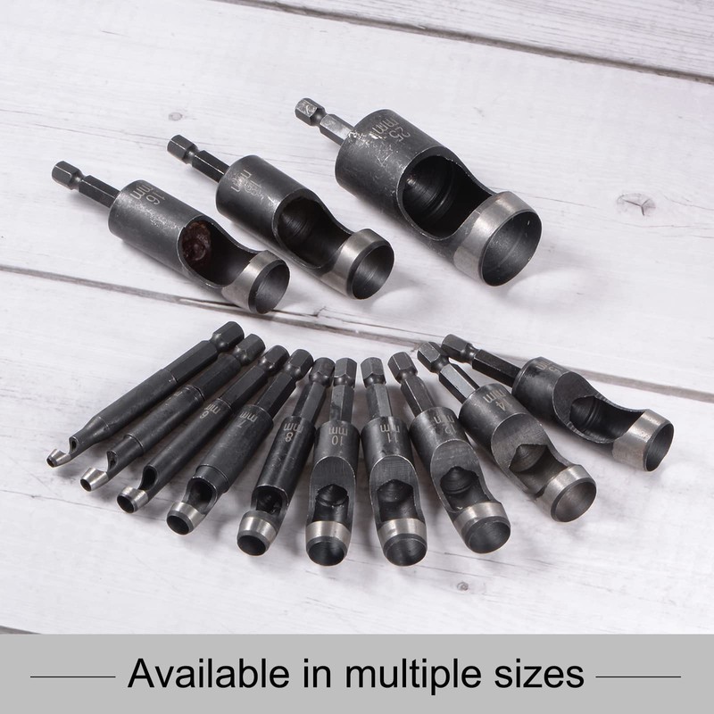 HARFINGTON Leather Hollow Punch Set 1/4 Hex Shank for Drills,