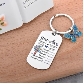 Cross Jesus keychain for Women Men Religion Christian Gifts for Bestie Best Friend Christmas Birthday Gifts for Oneself Friends Family Bible Verse Keychain for Backpack Rotating Cross Key Chain Ring