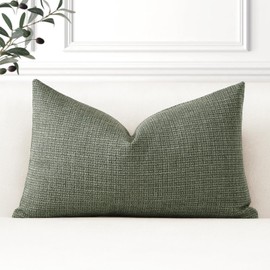 Artscope Set of 1 Cushion Cover, Plain Throw Cushion Cover, Linen Cushion Covers, 40 x 60 cm, Modern Decorative Cushion Cover Set, Cushion Case for Sofa, Bedroom, Home Decor, Grey Green
