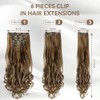 Extensiones de Cabello con Clip, Invisible Onduladas, 6 piezas, Ajustable
