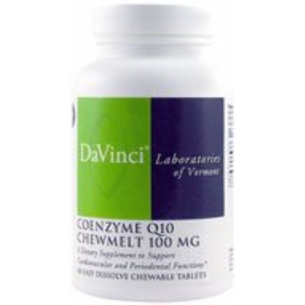 Davinci Labs Coenzyme Q10 Chewmelt 100 mg - Supports Liver, Brain, Kidney, Cardiovascular & Periodontal Functions* - Dietary Supplement - Vegetarian - Gluten-Free - 60 Easy Chewable Tablets