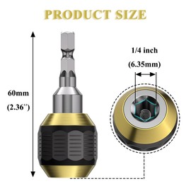 Teocpai 2Pcs 60mm Self-locking Drill Bit Holder 1/4 Inch Hex Shank Drill Bit Extension Holder Quick Release Chuck Adapter Connector Power Drill Tool