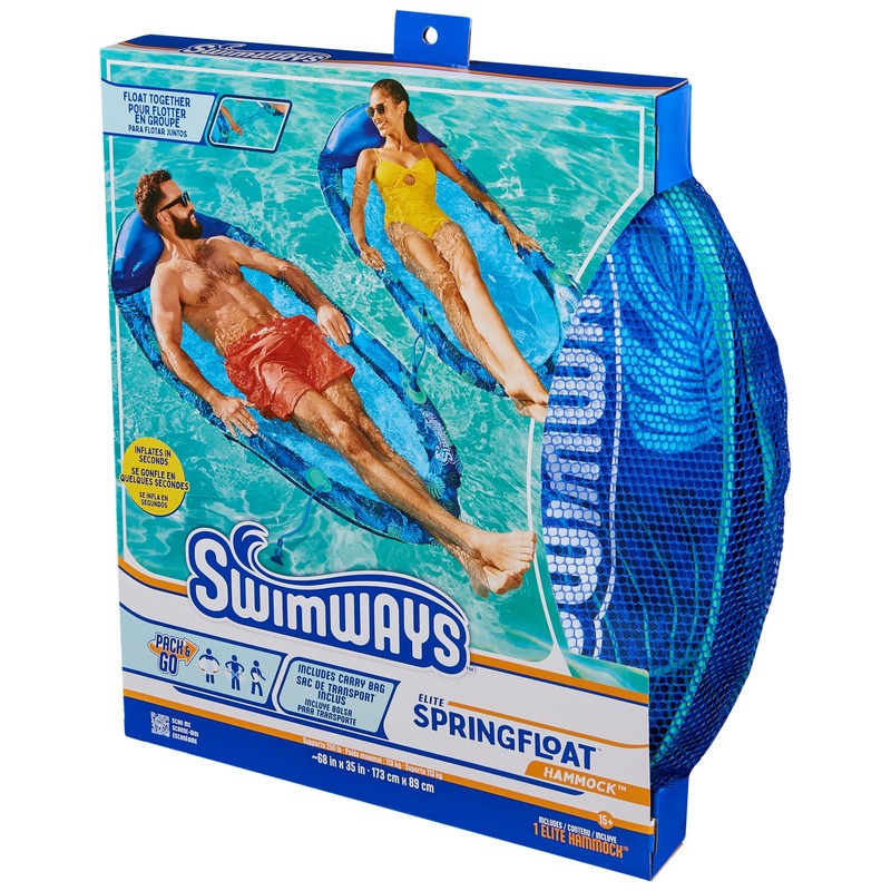 Swimways Elite Spring Float Hammock Pool Lounger, Inflatable Pool Floats