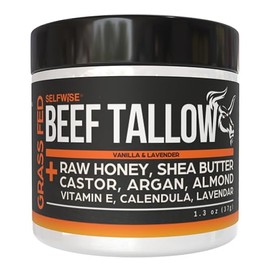 Grass-Fed Beef Tallow Moisturizer – Organic Balm with Raw Honey, Shea Butter & Castor Oil – Non-Greasy & Multi-Purpose Skin Cream for Face & Body – 100% Natural & Fragrance-Free