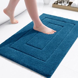 Buganda Bathroom Rugs, 24" x 16", Soft and Absorbent Microfiber Bath Rugs, Non-Slip Shaggy Bath Carpet, Machine Wash Dry Bath Mats for Bathroom Floor, Tub and Shower, Peacock Blue