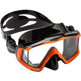 Cressi Pano 3 Scuba Dive Mask - Black Sil / Orange