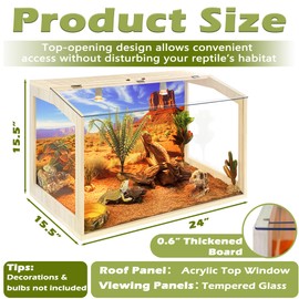 PROLEE Bearded Dragon Tank,30 Gallon Reptile Tank with Clear Tempered Glass Window View, Anti-Scratch Lizard Tank, Spacious Reptile Enclosure for Lguanas, Chameleons