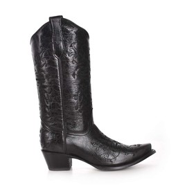 Corral Boots Women's Cross Embroidery Mid Calf Boot, Black, 8