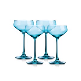 Godinger Martini Glasses, Coupe Cocktail Glasses, European Martini Glass Cocktail Glass Set of 4, Blue, 6oz - Made in Europe…