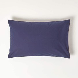 HOMESCAPES Navy Blue Pure Egyptian Cotton Pillowcase Standard Size 200 TC 400 Thread Count Percale Equivalent Housewife Pillow Case
