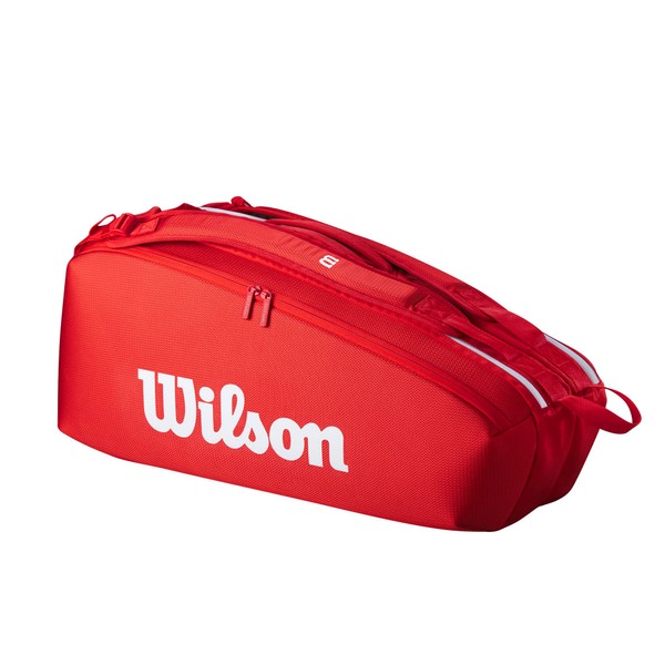 WILSON 2025 Super Tour Red Tennis Racket Bag - Red/White,