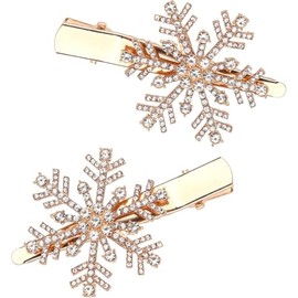 WADY Girls Hair Clips, 2 Pcs Christmas Rhinestone Snowflake Hair Clips, Snowflake Barrettes Fashionable, Snowflake Hairpin, Duck Bill Clips Alligator Hair Barrettes Hair Pins with Sparkly Rhinestones