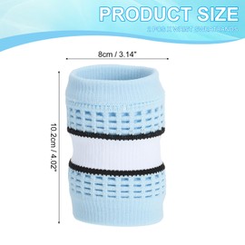 PATIKIL Sports Wristband Sweatbands for Men and Women, 2 Pcs Breathable Nylon Tennis Wrist Bands Absorbent Sweat Band for Basketball Football Baseball Running Gym, Blue/White