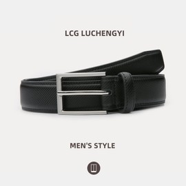 LCG LUCHENGYI Mens Leather Dress Belt Classic Casual Belt with Single Prong Buckle for Jeans Pants Work and Business