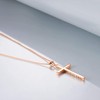 POPLYKE Cross Necklace for Women Men Rose Gold Plated 925