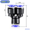 TAILONZ PNEUMATIC 4 mm OD Y Spliter Plastic Push to
