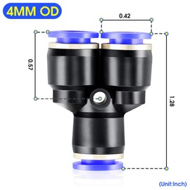 TAILONZ PNEUMATIC 4 mm OD Y Spliter Plastic Push to Connect Fittings 3 Way Pipe Connect Push Fit Push Lock PY4 (Pack of 2)
