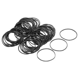 sourcing map 100 Pack Rubber Band Stretchable Rubber Elastic Band Black 50mm x 1.4mm Hair Rubber Bands for Home Office