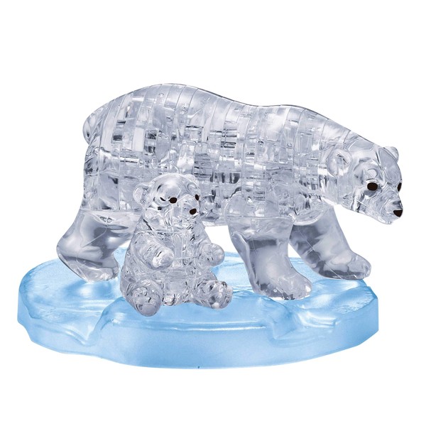 BePuzzled (BEPUA) Original 3D Crystal Jigsaw Puzzle - Polar Bear and Baby Animal Assembly Brain Teaser, Fun Model Toy Gift Decoration for Adults & Kids Age 12 and Up, 40 Pieces (Level 1), Clear
