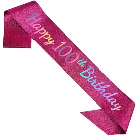 Happy 100th Birthday Sash 100th Birthday Gifts for Women's 100th Birthday Party Decoration Favor Supply Pink